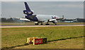 FedEx aircraft landing at Stansted in CM24 1RE