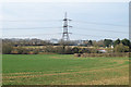 Pylon in arable land, Little Sampford in CB10 2RX