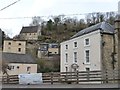 Buildings below, on and above High Street, Chalford in GL6 8PP