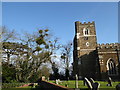 West tower of the church of All Saints, Houghton Conquest in Houghton Conquest