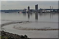View across tidal mud towards Erith in RM13 9YD
