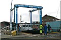 Boat lift at Humber Cruising Association, Meridian Quay, Grimsby in DN31 3SH