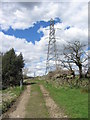 Footpath and pylon above Penallta Park in CF46 6PP