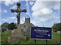St Marwenne's church, and its notice board in EX23 0FD