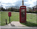 Elizabeth II postbox and telephone box, Lees in DE6 5BE