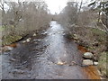 The River Nethy, from the footbridge in Nethy Bridge in PH25 3DZ
