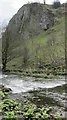 Cliff face towering above the West bank of the River Dove in DE6 1NN