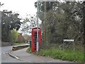 Phone box on the corner of Barnfield, Marlborough in SN8 3LG