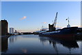 Sharpness docks at sunset in Sharpness