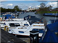 Boats moored along the Fossdyke Canal in LN1 2GD