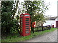 Elizabeth II postbox and telephone box, Panxworth in NR13 6DX
