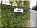 Bamford Village Name sign on Paper Mill Lane in IP8 4DD