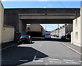 North side of the A474 bridge over Pendrill Street, Neath in SA11 1LJ