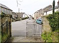 Looking out through the gates of St Newlyna's church, St. Newlyn East Cornwall in TR8 5LE
