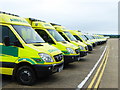 Ambulances at Essex Emergency Services maintenance base on North Weald Airfield in CM16 6HR