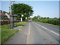 Bus stop and shelter on Woodland Road, Bearpark in DH7 7EH