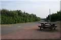 Picnic table beside path and cycleway in Butetown Community