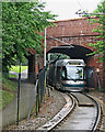 A Clifton-bound tram approaching Cinderhill in NG8 6DG