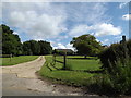 Footpath & entrance to Rook Hill Farm in IP8 4SF