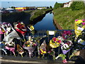 Floral tributes on Bainsford Bridge No 3 in FK2 7JP