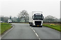 Volvo HGV on Tarporley Road near Lower Whitley in WA4 4EN