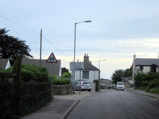 St Ives Porthia Town Sign on the Higher Stennack in TR26 3AQ