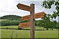 Footpath signpost at Fountainheads in TD4 6BW