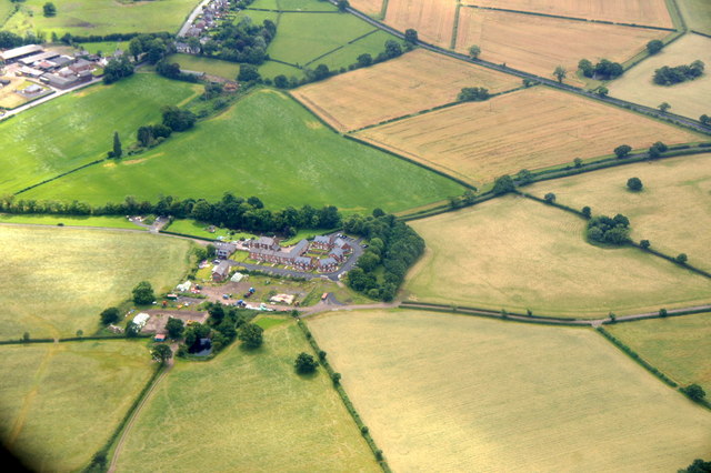 Commonside Farm, Daresbury, from the air in WA4 5NU