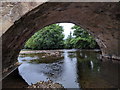 Looking through one of the arches of the bridge over the Exe at Exebridge in TA22 9AX