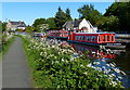 Narrowboats moored along the Union Canal at Ratho in Ratho