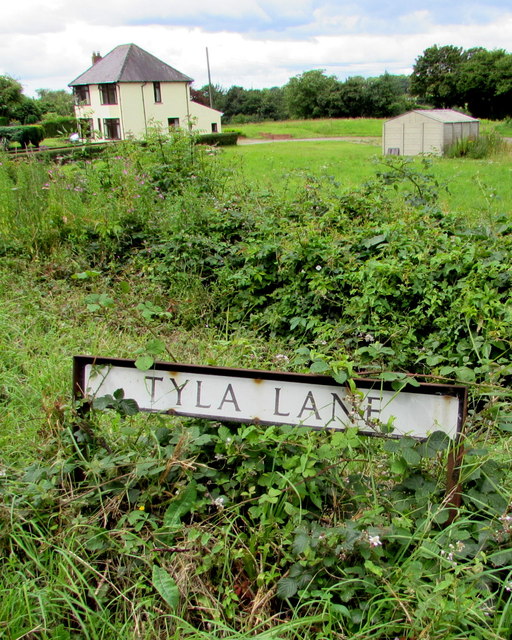 Tyla Lane name sign near Castleton in CF3 2XS