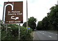 St Mellons Country Club direction sign near Castleton in CF3 2UP