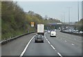 M25, clockwise approaching J9 in KT22 8NL