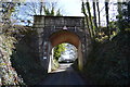 Low, narrow railway bridge in PL18 9QJ