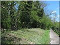 Path by the embankment of the New River (old course) west of Myddelton House in EN2 9HJ