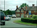 Roundabout and public house on outskirts of Ledbury in HR8 2LU
