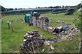 Ruins of Wareham Cottage and solar farm in EX13 5UN