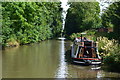 Moored narrowboat on the Oxford Canal near Lime Farm in CV23 0HU
