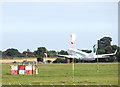 Germania Boeing B737-75B takes off from Norwich International Airport in NR6 6JA