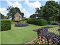 Formal garden at 'the Vyne' with the summerhouse in the background in RG24 9HL