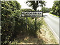 Allwood Green Village Name sign on the B1113 Finningham Road in IP22 1LQ