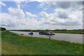 The Vicky Ellen (left) passing the Mary Angus, the Haven, Boston in PE21 7PJ