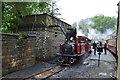 Locomotive taking on water at Tan-y-Bwlch Station in LL41 3AQ