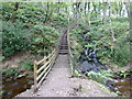 Footbridge and steps in Shaw's Clough in BL6 7EP