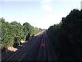 Midland main line railway from Humberstone Lane bridge in LE4 8LN