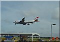 British Airways landing at Heathrow in TW6 2RG