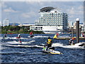Jet skis in Cardiff Bay in Butetown Community