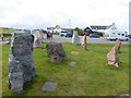 Standing stones outside Durness Tourist Information Office in IV27 4PP