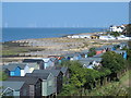 Beach huts and beach near Lower Island in CT5 4DP