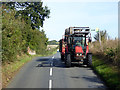 Tractor and trailer at the bus stop in Merstone